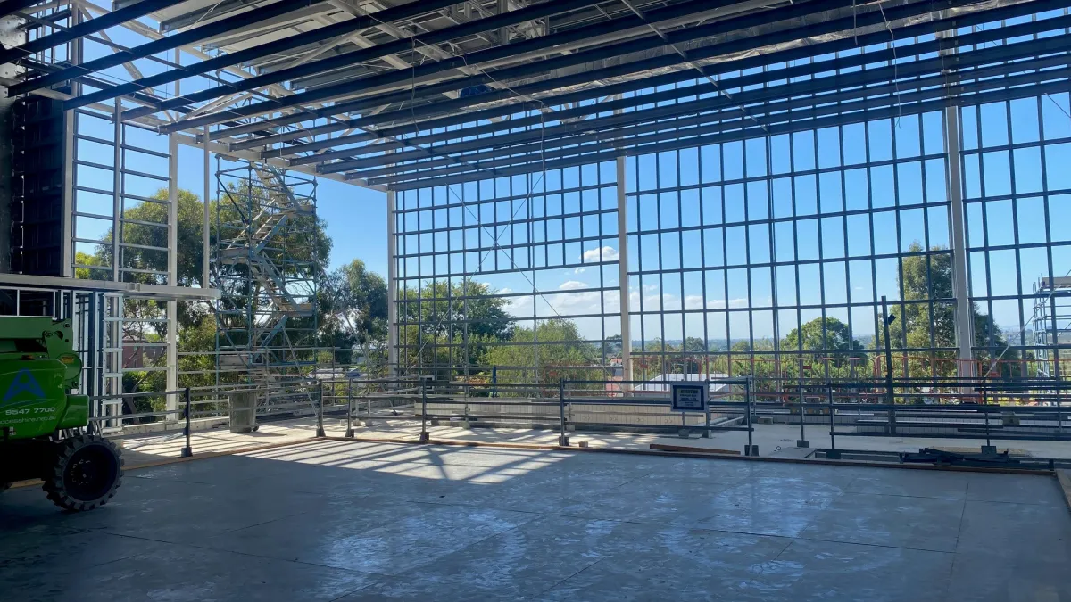 A pool area under construction