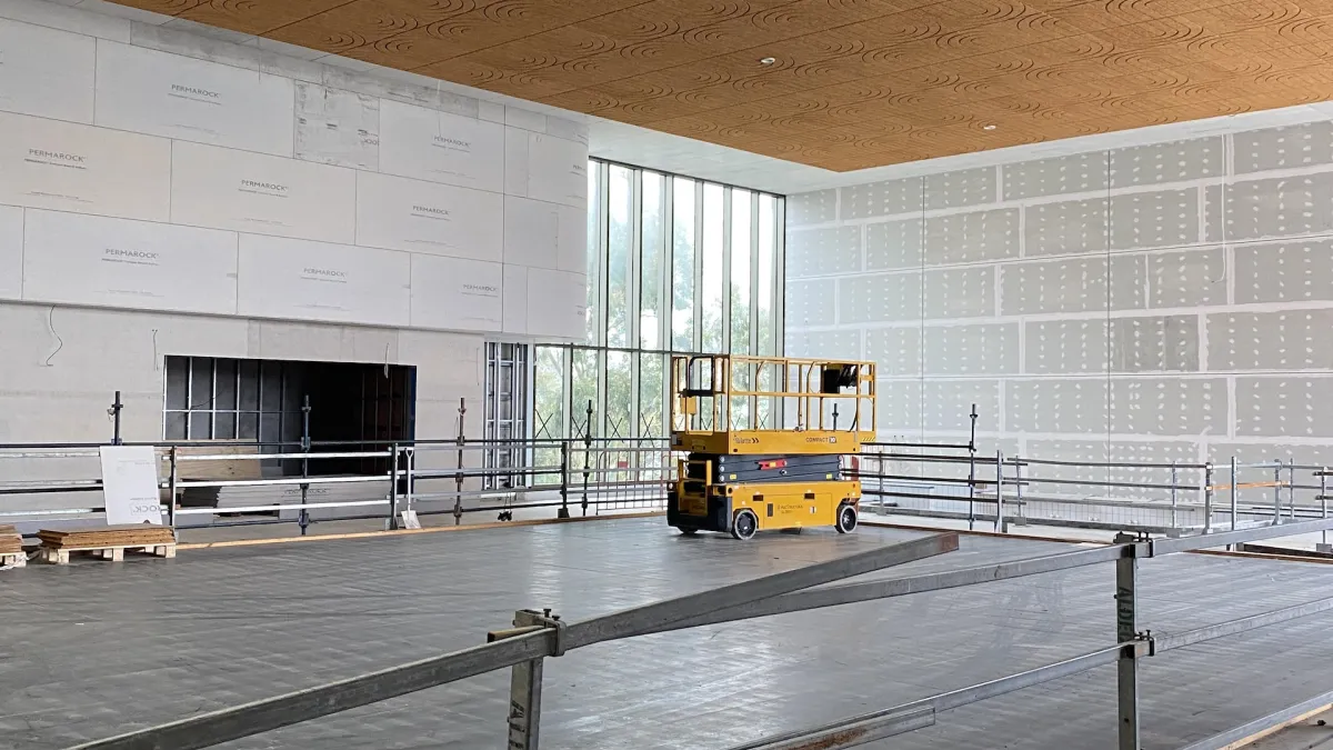 Inside Kew Rec Centre showing a concrete slab