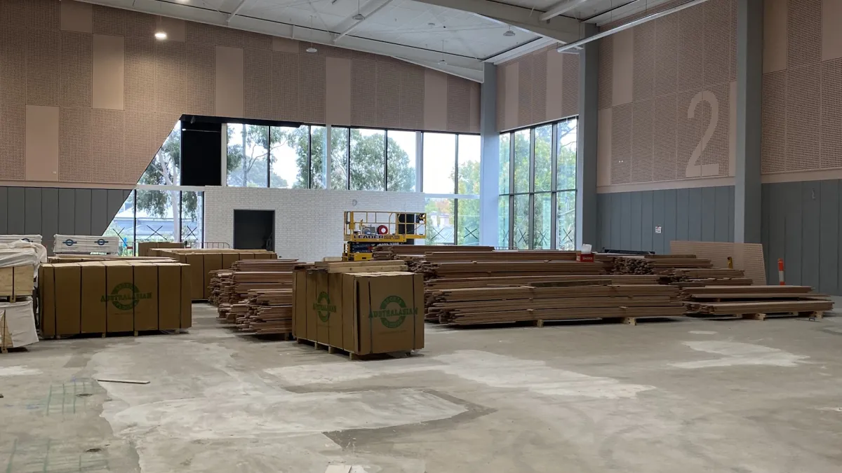 Inside Kew Rec Centre showing a large indoor space