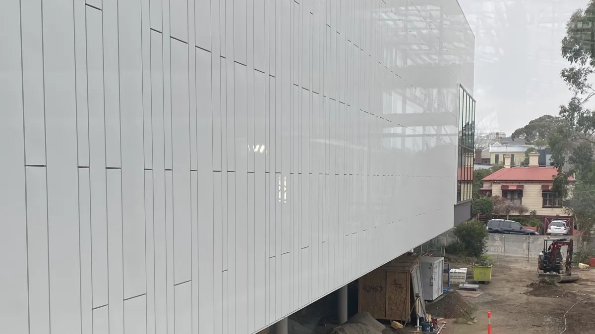 External cladding to a recreation centre