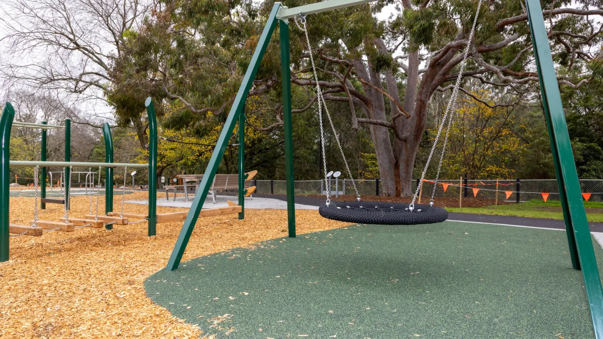 A basket swing at a playground