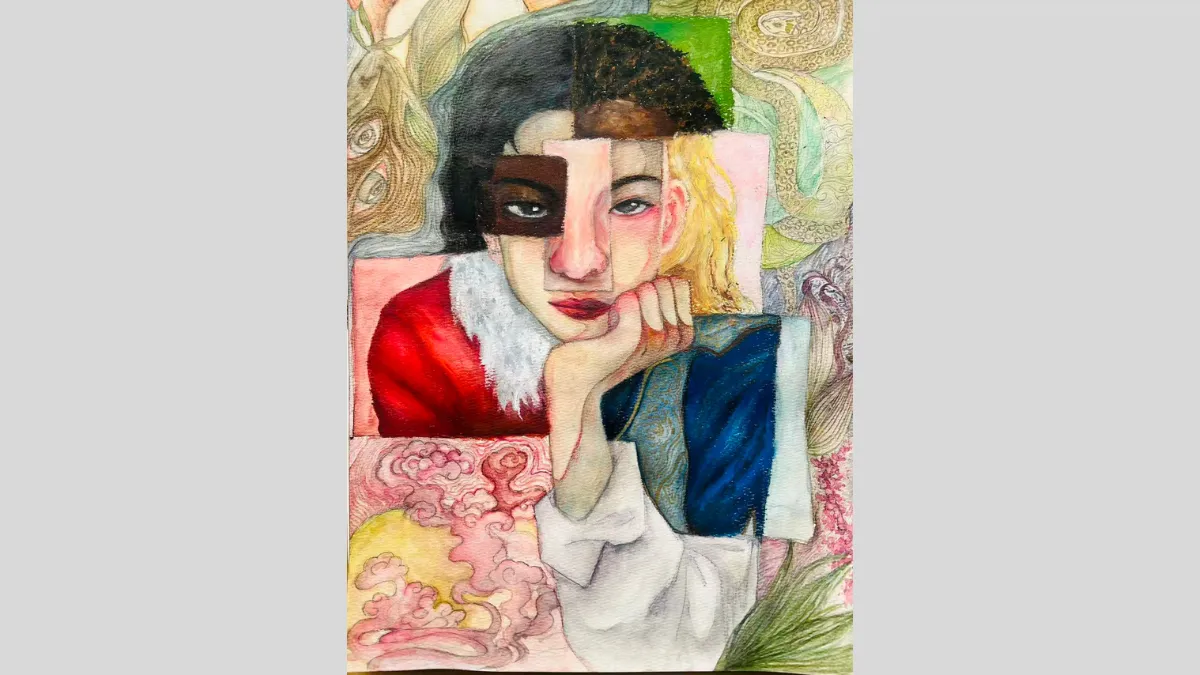 Artwork of different faces collaged together