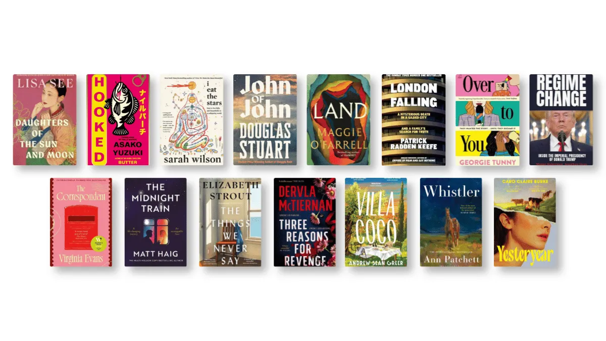 Two rows of book covers making up the library's current Most Wanted list