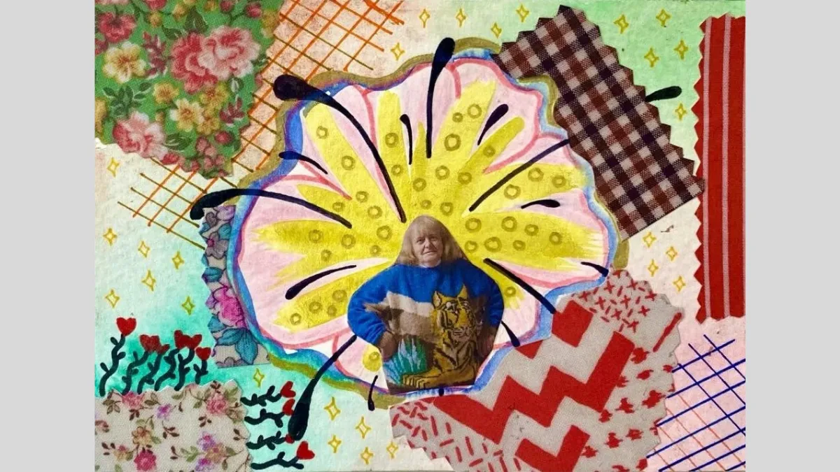 Collage of a woman in a jumper
