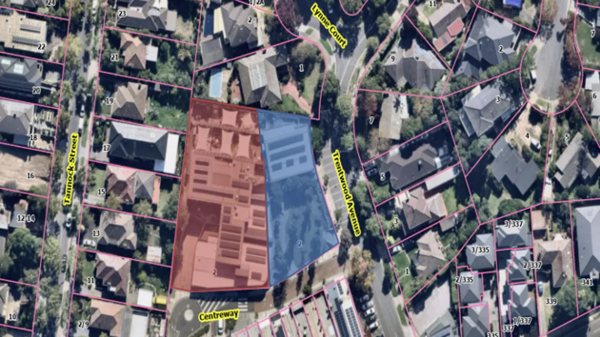 an aerial map showing the boundaries of a property to be acquired