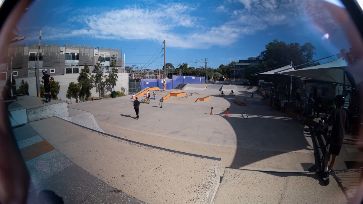 panoramic view of an outdoor skate bowl