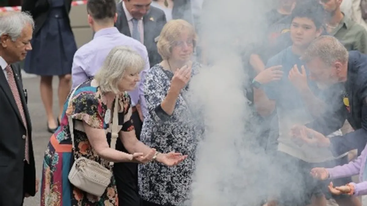 An Indigenous smoking ceremony outside