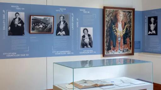View of Tracing Her Steps exhibition in a gallery
