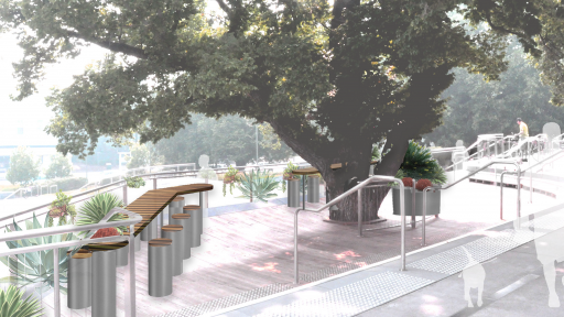 Artist's impression of timber deck seating