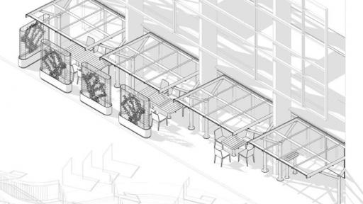 Artist’s impression of the terrace seating and planters