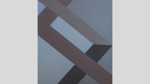 Abstract rectangle portrait view. Dark grey blue geometric ladder or crisscross.