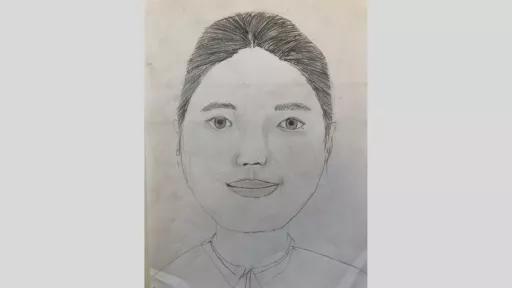 Self portrait by Eleorna, done with grey lead pencil on paper.