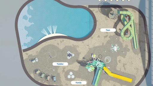 Aerial view of the Kew Recreation Centre aqua play area