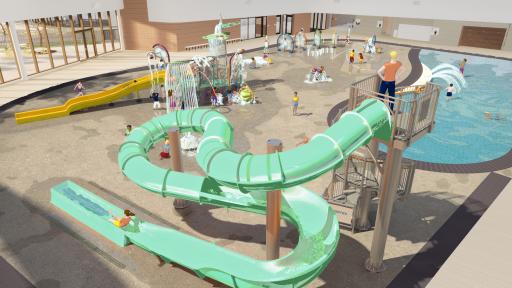 Design of feature water slide at Kew Recreation Centre