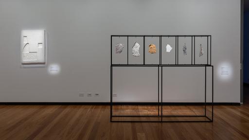 1.	Mason Kimber, ‘Strata (Step)’ and ‘Strata’, installation view, Town Hall Gallery, 2021. Photography by Christian Capurro.