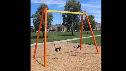 A swing set with two swings on it