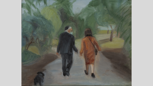 Amanda Lazar, ‘In the Park 2’, 2020, oil on canvas, 28 x 35cm, image courtesy of the artist. Sale price: $600.