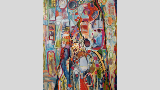 Joy Mackey, ‘Infectious’, 2021, mixed media on canvas, 152 x 121.5cm, image courtesy of the artist. Sale price: POA.