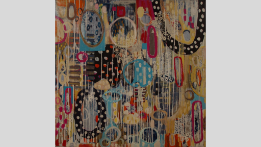 Joy Mackey, ‘Spotless’, 2020, mixed media on canvas, 106 x 106cm, image courtesy of the artist. Sale price: POA.