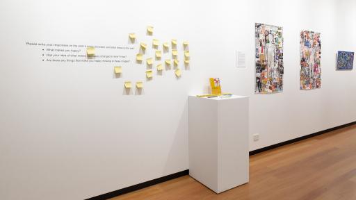 Installation view of Working Under the Shadow of Happiness