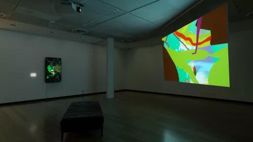 8. Installation view of ‘Expanded Canvas’ at Town Hall Gallery, April 2022. Artwork featured by David Harley. Photograph by Christian Capurro.