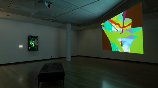 8.	Installation view of ‘Expanded Canvas’ at Town Hall Gallery, April 2022. Artwork featured by David Harley. Photograph by Christian Capurro.