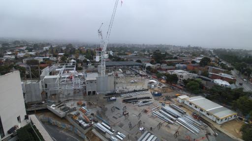A progress image of Kew Recreation Centre from June 2022. It shows how the construction is going.