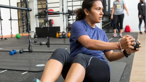 A person exercising in a gym