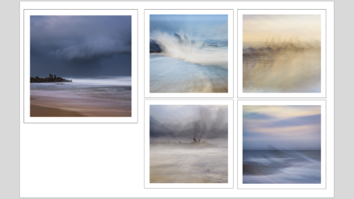 Grid of 5 photos of beachscapes
