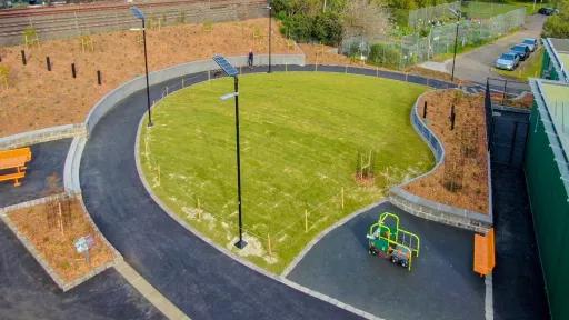 A sports oval under construction