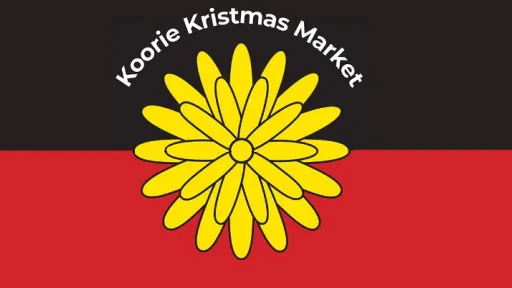 An Aboriginal flag with a murnong flower instead of the central yellow circle