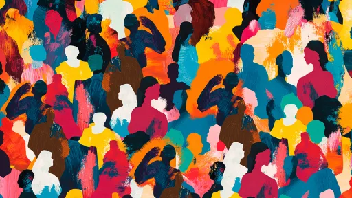 silhouettes of people in different colours