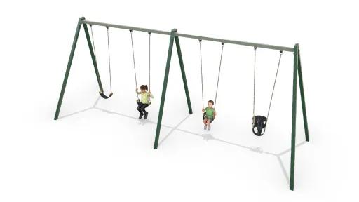 Artist impression of a swing set with 4 swings