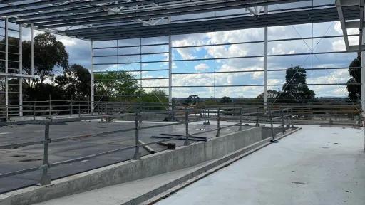 Warm water program pool steelwork completion and concourse slab poured.