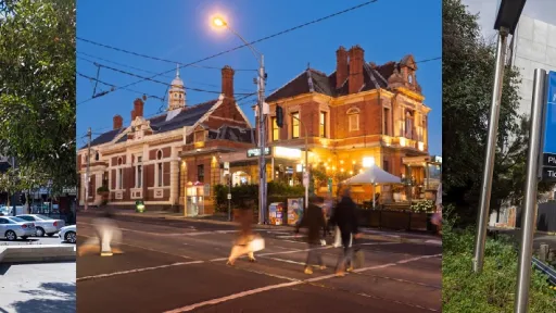 a collage of 3 vibrant suburbs in eastern Melbournre