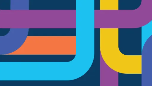 Brightly coloured graphic lines against a navy background
