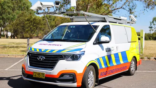 A car with cameras to audit the road condition