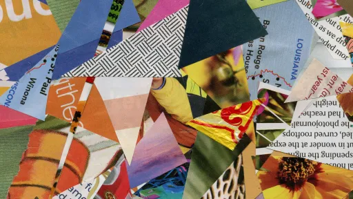 A variety of patterns and designs are arranged together to create a collage
