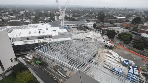 Aerial view of a sports centre under construction
