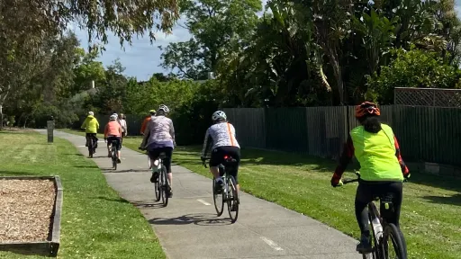 Bike riders in cycle path