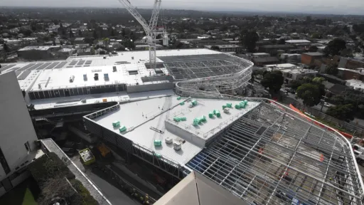 Aerial view of Kew Recreation Centre under construction