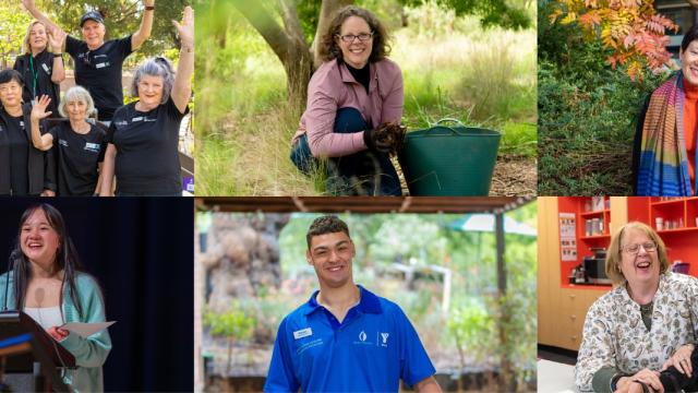 Composite image of smiling people of varying ages, ethnicities and genders
