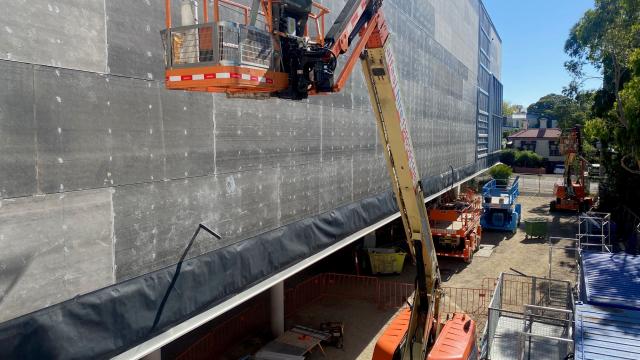 A crane in a construction zone