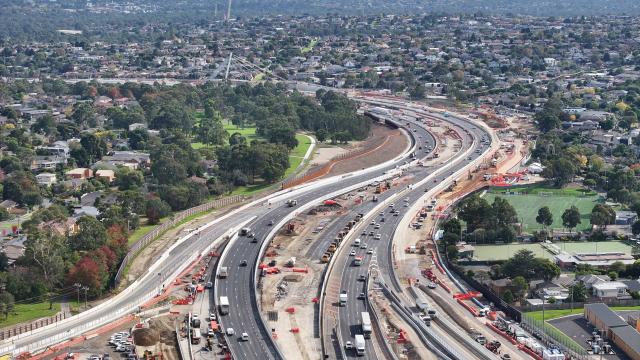 aerial photo of a major road under construction